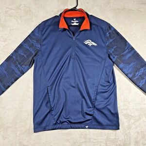 Denver Broncos Men's Size M 1/4 Zip Blue Pullover Fanatic Lightweight Shirt NFL
